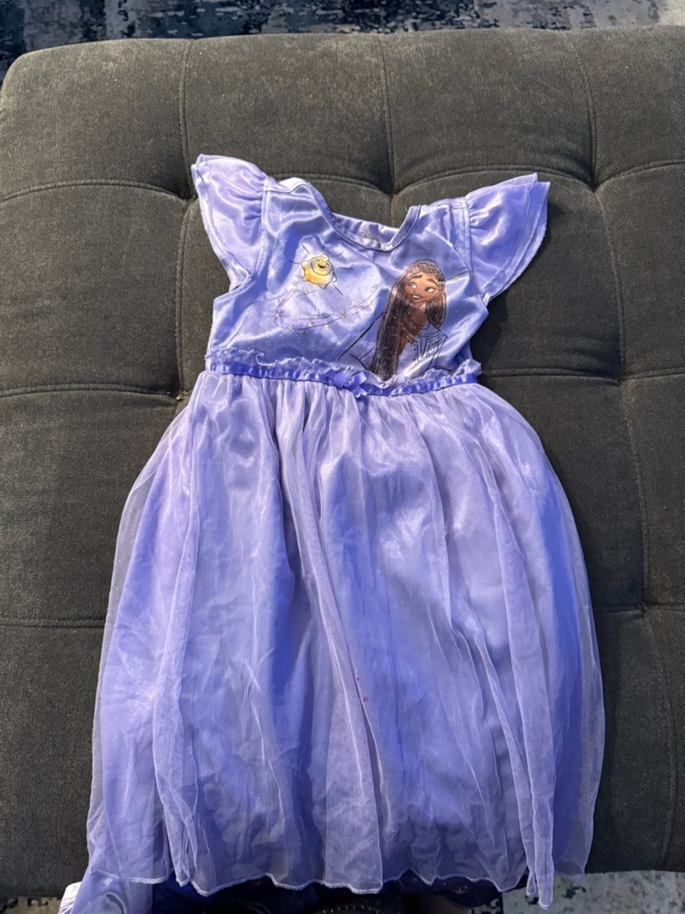 Girls Purple Princess Night Gown with Character Graphic